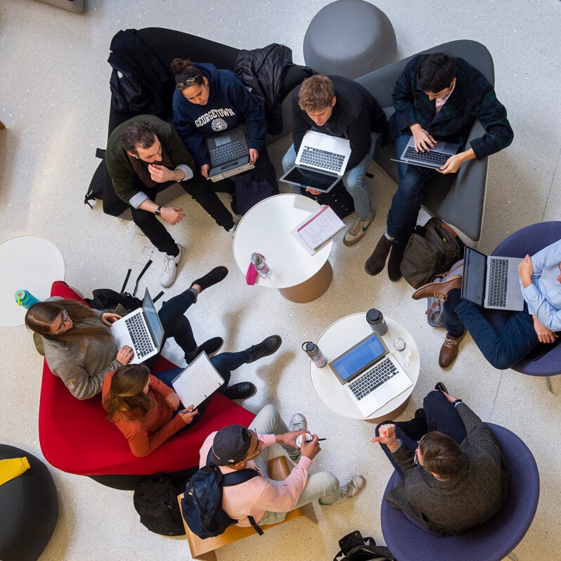 students working in a group