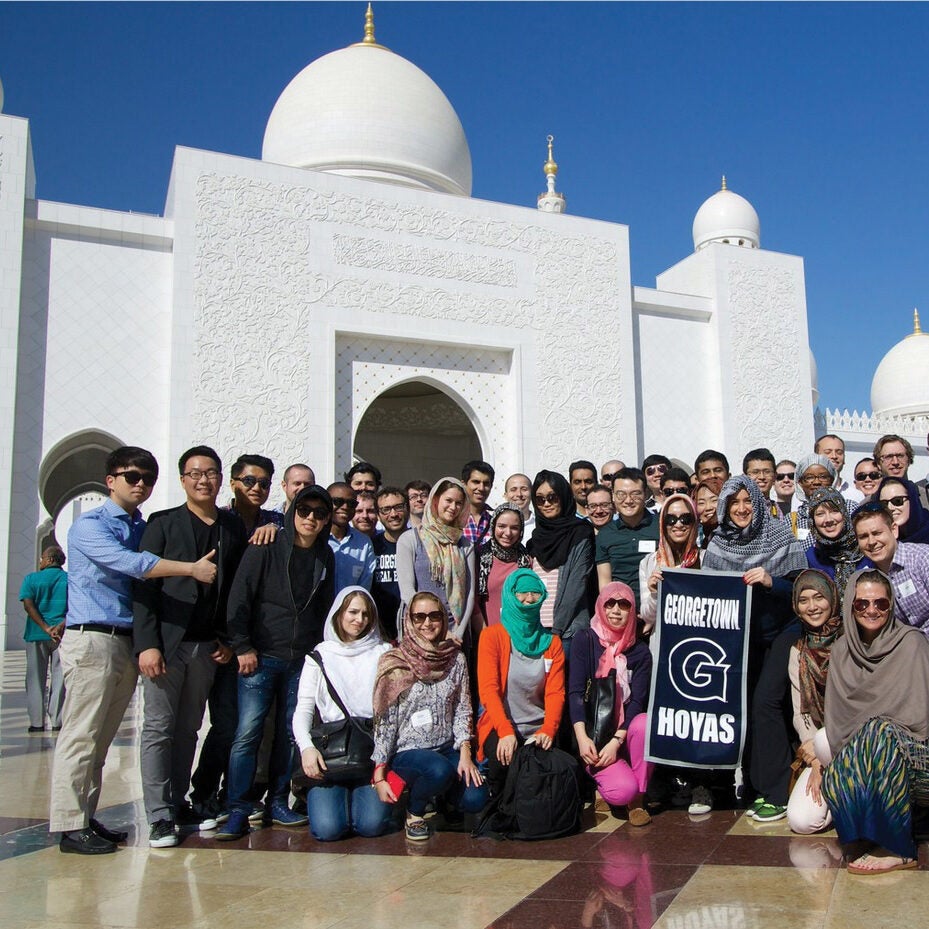 students at grand mosque