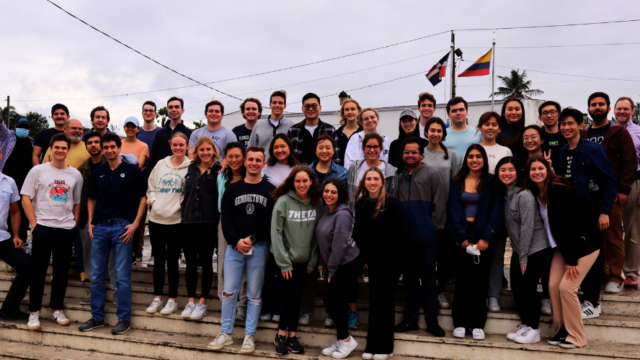 BGA students pose for a group photo on steps in Santo Domingo, Dominican Republic.