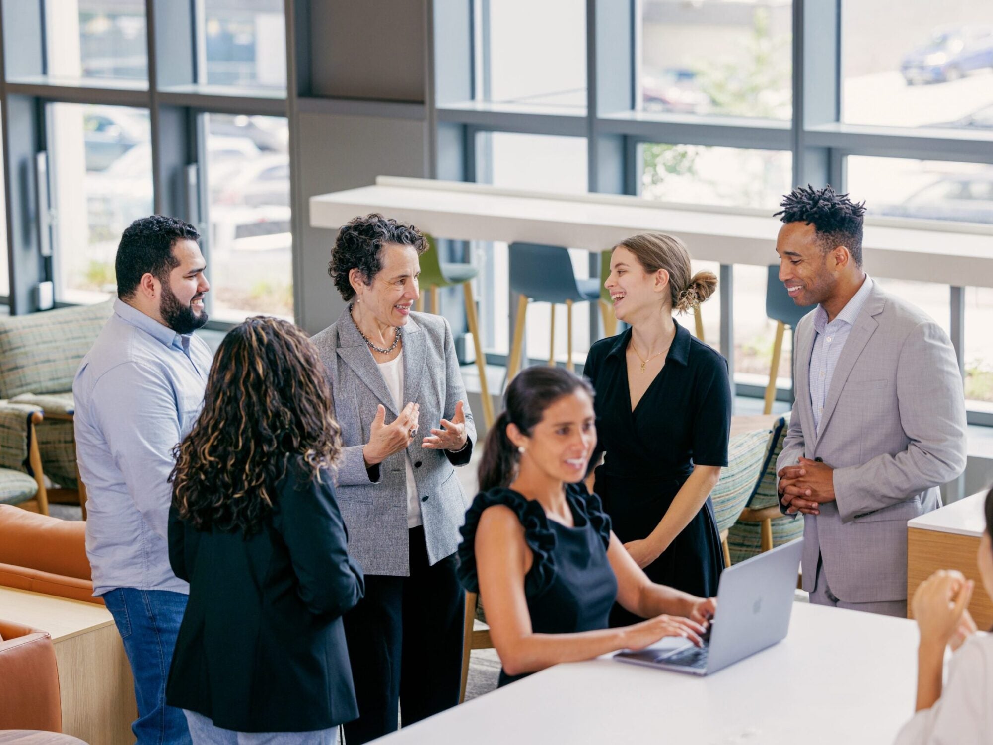 students talking in lounge