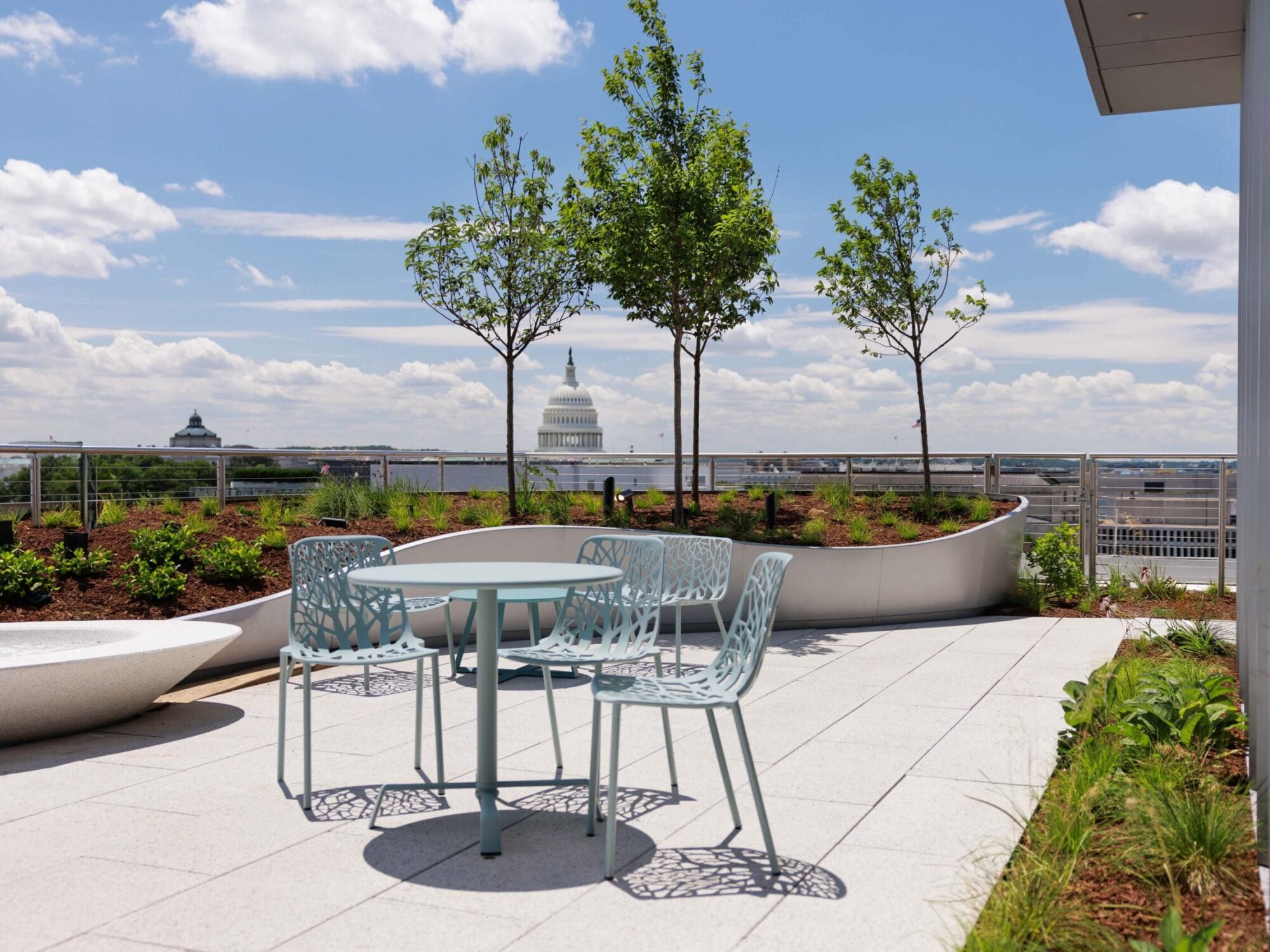patio with capitol building in background