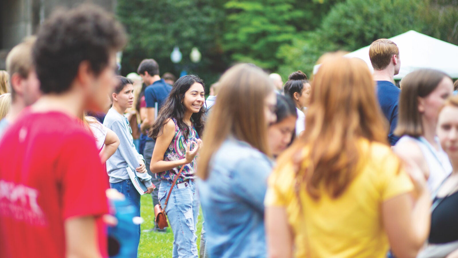 Students at the welcome back picnic