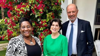 Dean Waite with Luci Baines Johnson (H’18) and her husband, Ian Turpin, in 2024