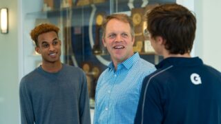 Tony Mazurkiewicz, Georgetown’s inaugural athletics chaplain, helps student-athletes deal with some of the pressures they face. Photo: John Finestein