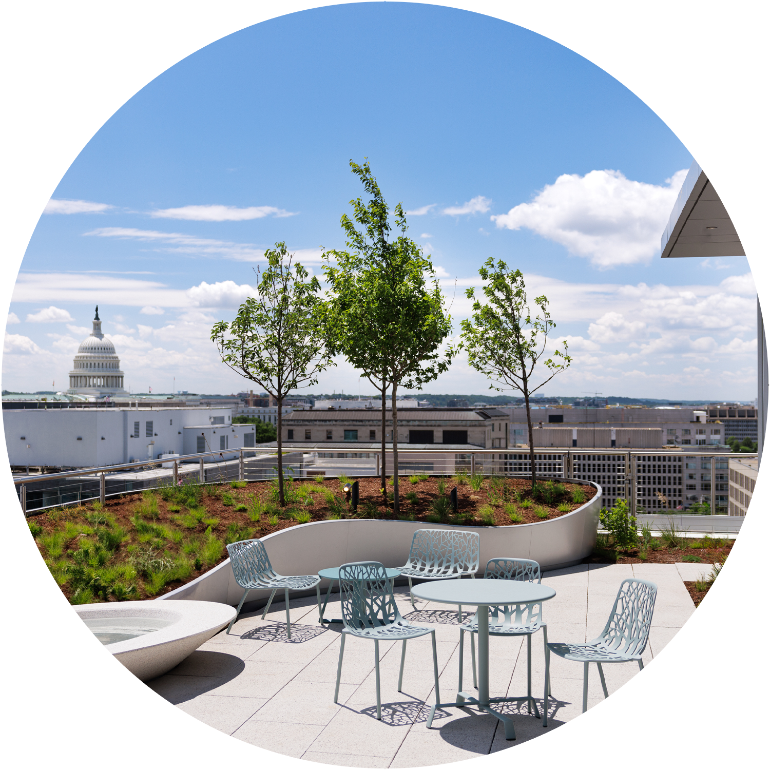 view from capital campus patio of the capitol building